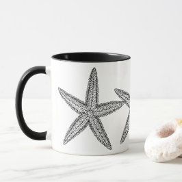 TAZA DISEÑO DE ESTRELLAS EN BLANCO Y NEGRO