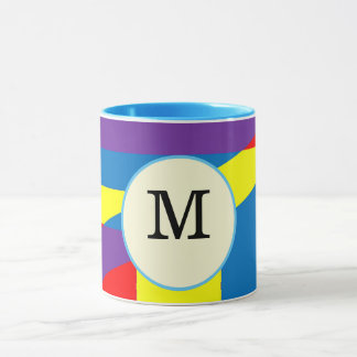 Taza Diseño de etiqueta de monograma M abstracto colori