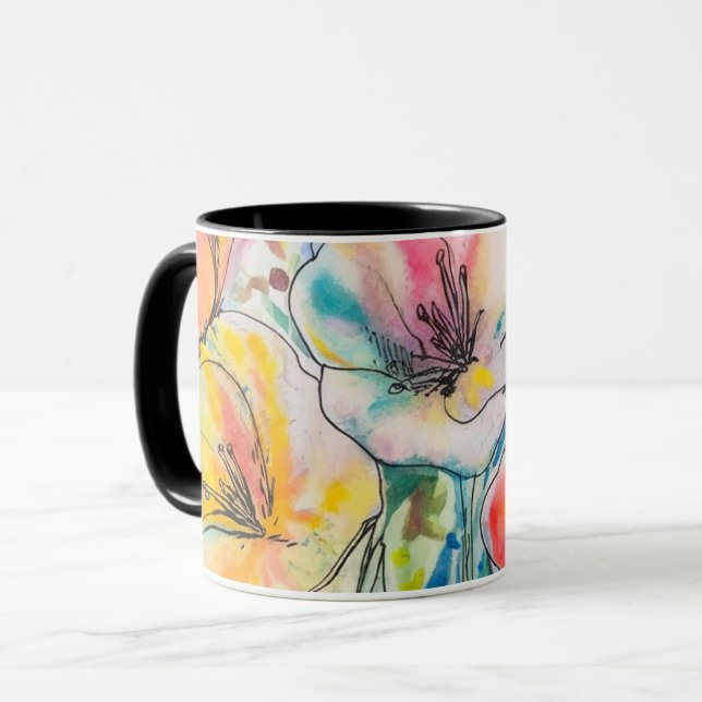 Taza diseño de flor pastel  (Anverso izquierdo)