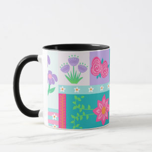 Taza Diseño de flores vibrantes en flor