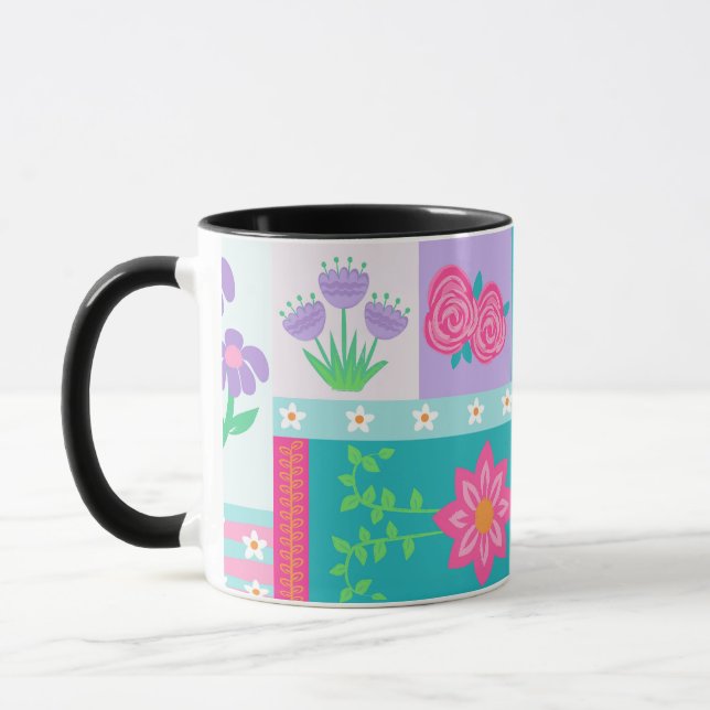 Taza Diseño de flores vibrantes en flor (Izquierda)