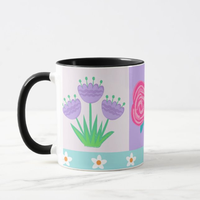 Taza Diseño de flores vibrantes en flor (Izquierda)
