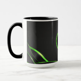 Taza Diseño de fluido abstracto negro y verde | Agregar