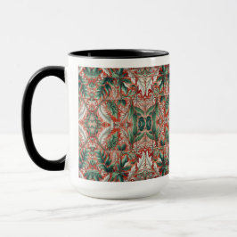 Taza Diseño de follaje estilo mosaico de tonos rojos