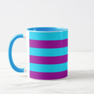 Taza Diseño de franjas azul y púrpura