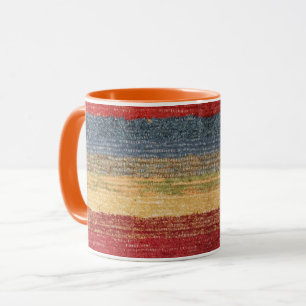 Taza Diseño de franjas coloreadas rojas, amarillas y co