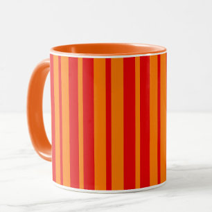 Taza Diseño de franjas rojas y Naranjas