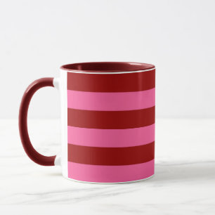 Taza Diseño de franjas rosadas rojas maroon