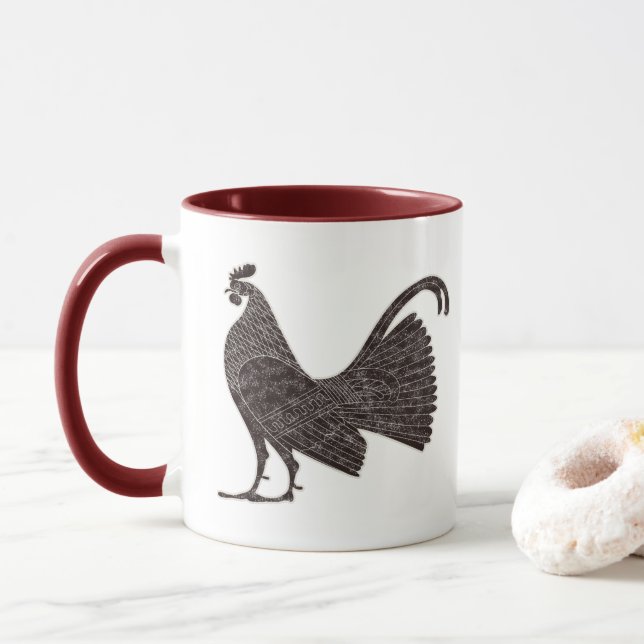 Taza Diseño de gallo griego antiguo (Con donut)