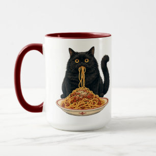 Taza Diseño de gato adorable amante de la comida italia