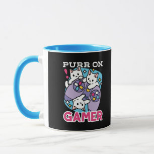 Taza Diseño De Gato Gamer - Purr En El Arte De Joystick