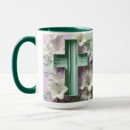 Taza Diseño de Green Cross Floral Mug ai