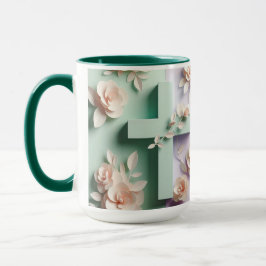 Taza Diseño de Green & Purple Cross Floral Mug ai