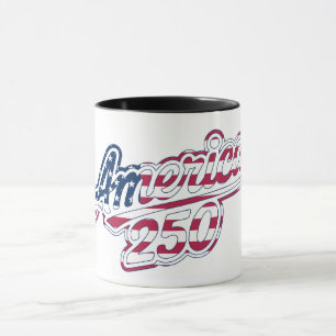Taza Diseño de guión de bandera de América 250 Semiquin