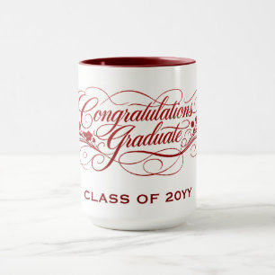 Taza Diseño de guión de graduación elegante con año per