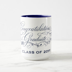 Taza Diseño de guión de graduación elegante con año per