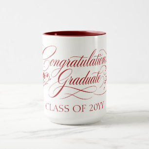 Taza Diseño de guión de graduación elegante con año per