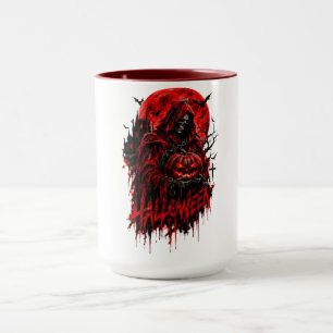 Taza Diseño de Halloween de la Parca con Calabaza y Hor
