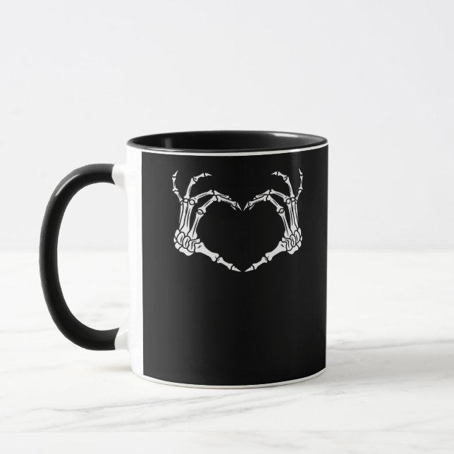 Taza Diseño de Halloween en Skeleton Hand Heart (Izquierda)
