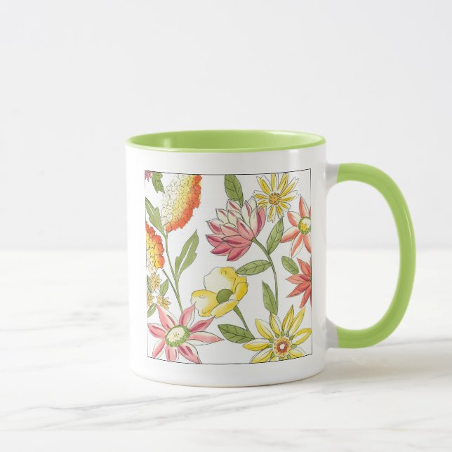 Taza Diseño de jardines florales con fondo blanco (Derecha)