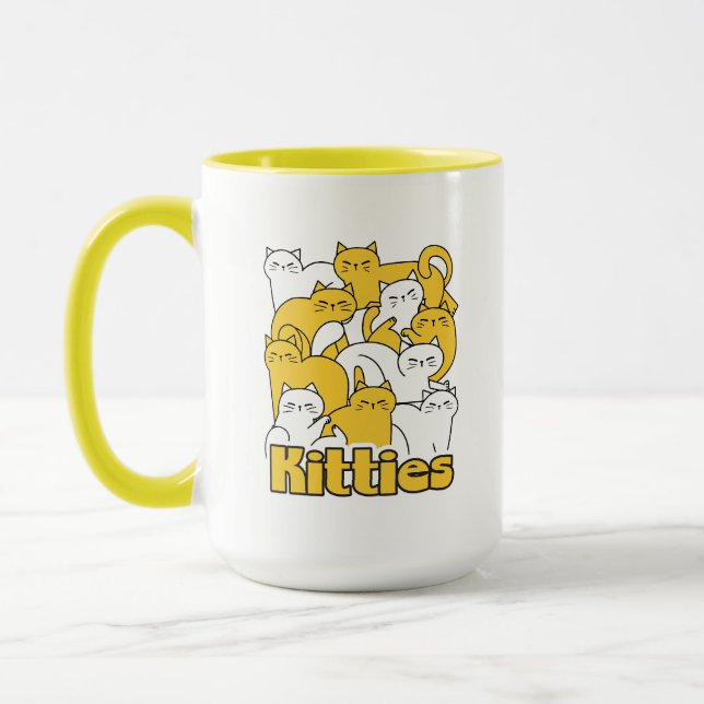 Taza Diseño de Kitties Chubby - Arte gato adorable (Izquierda)