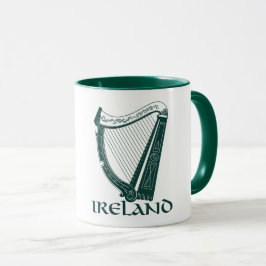 Taza Diseño de la arpa de Irlanda, arpa irlandesa