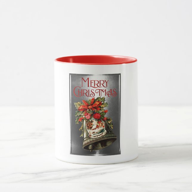 Taza Diseño de la Campana de Navidad Feliz Navidad Vint (Centro)