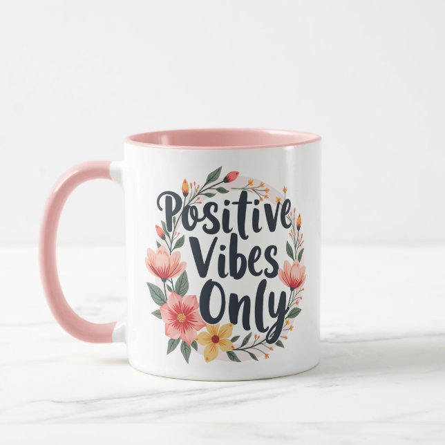 Taza Diseño de la flor sólo para vibraciones positivas (Izquierda)