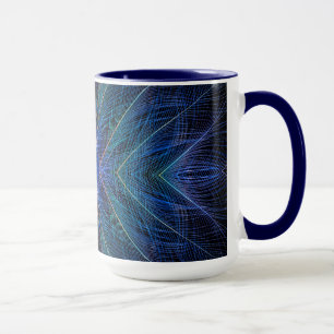 Taza Diseño de la pluma azul fractal