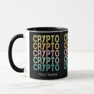 Taza Diseño De Letras De Cripto Retro Para Criptodivisa
