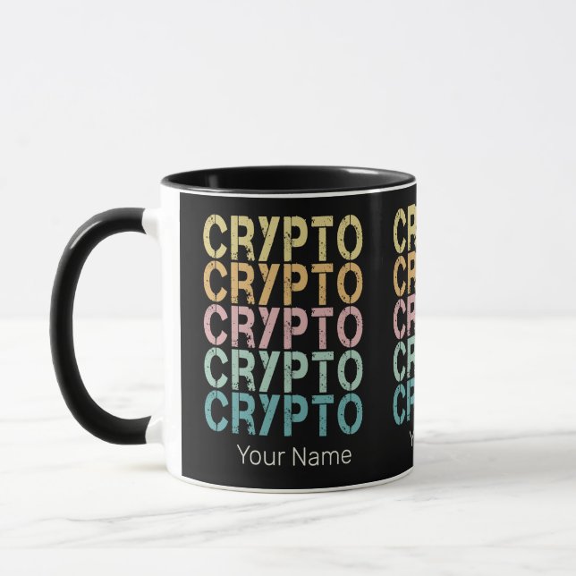 Taza Diseño De Letras De Cripto Retro Para Criptodivisa (Izquierda)