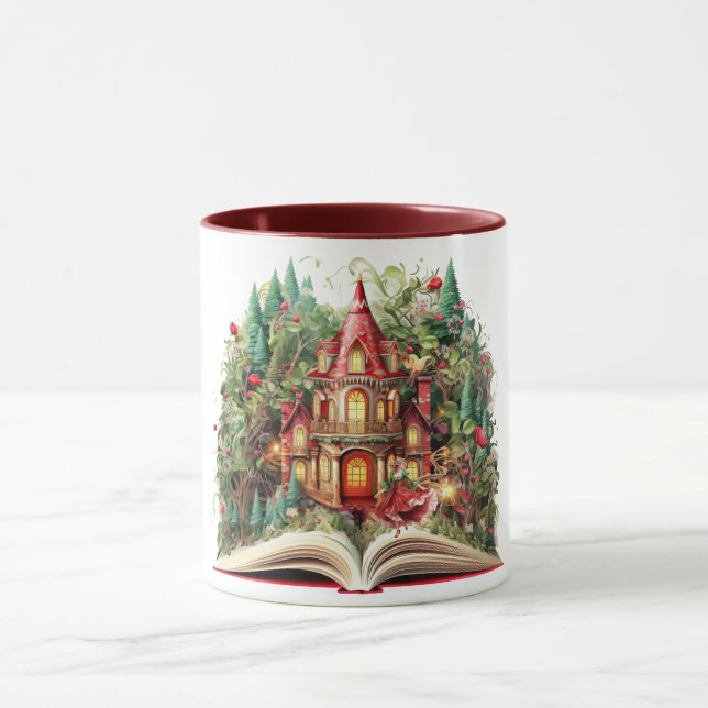 Taza Diseño de libro navideño festivo (Centro)
