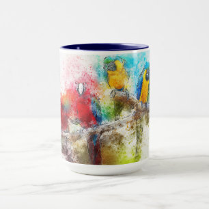 Taza Diseño de loros tropicales