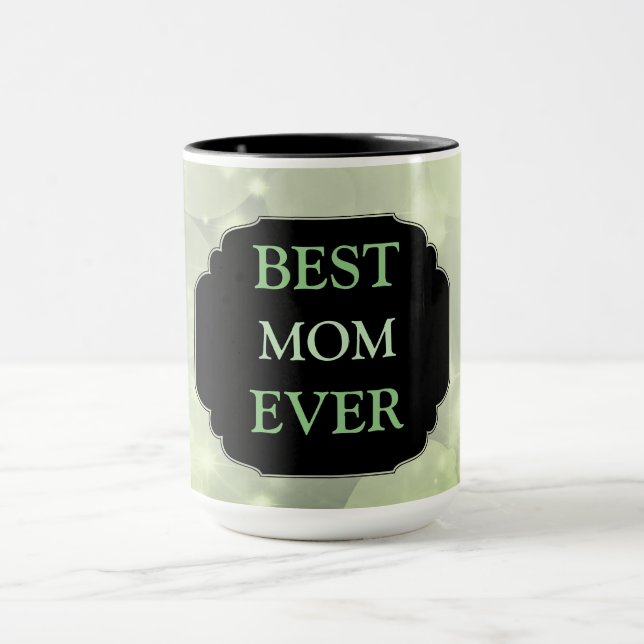 Taza Diseño de lujo Green Sparkly ‘Best Mom Ever’ (Centro)