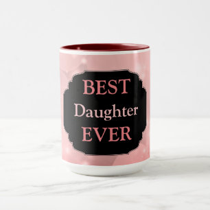 Taza Diseño de lujo rosa brillante ‘Mejor Hija de la Hi
