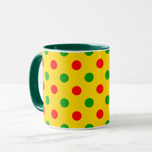 Taza Diseño de lunares amarillos rojos y verdes