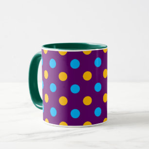 Taza Diseño de lunares azules amarillos y morados