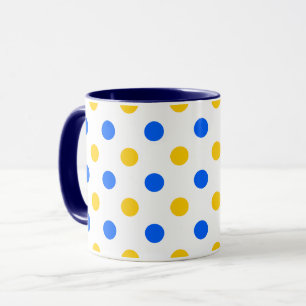 Taza Diseño de lunares blancos azules y amarillos 