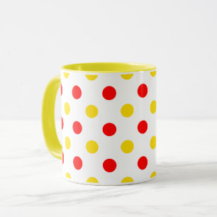 Taza Diseño de lunares blancos rojos amarillos 