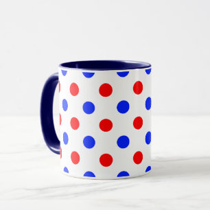Taza Diseño de lunares blancos rojos y azules