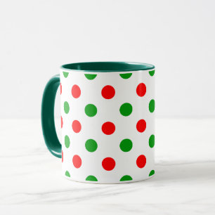 Taza Diseño de lunares blancos rojos y verdes