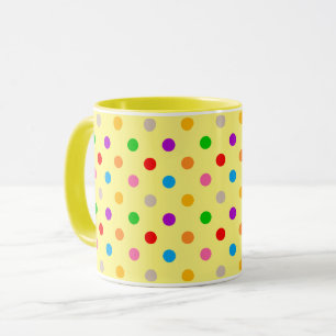 Taza Diseño de lunares de arcoíris colorido amarillo