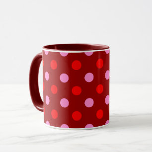 Taza Diseño de lunares granate rojos y rosados