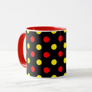 Taza Diseño de lunares negros rojos y amarillos