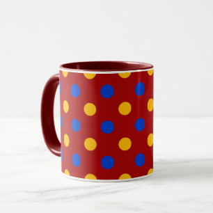 Taza Diseño de lunares rojos azules amarillos