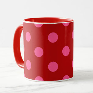Taza Diseño de lunares rojos granate rosados