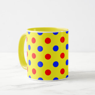 Taza Diseño de lunares rojos y azules amarillos