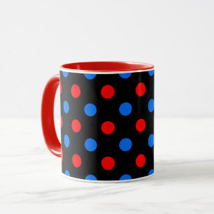 Taza Diseño de lunares rojos y azules negros