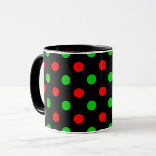 Taza Diseño de lunares rojos y verdes negros