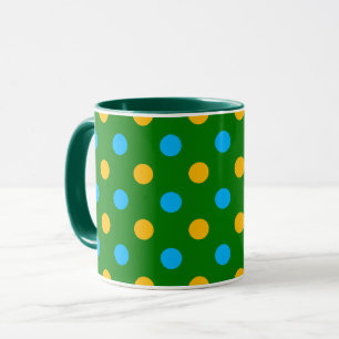 Taza Diseño de lunares verde amarillo negro